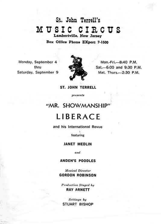 Liberace 1961 playbill, page 3