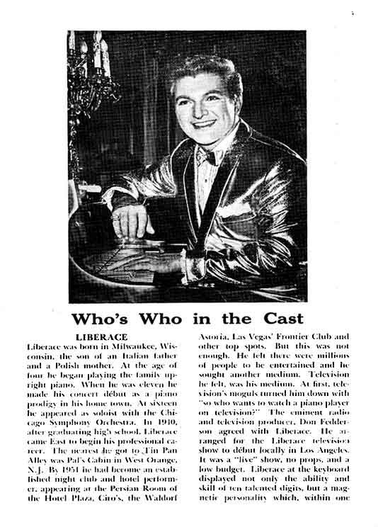 Liberace 1961 playbill, page 9