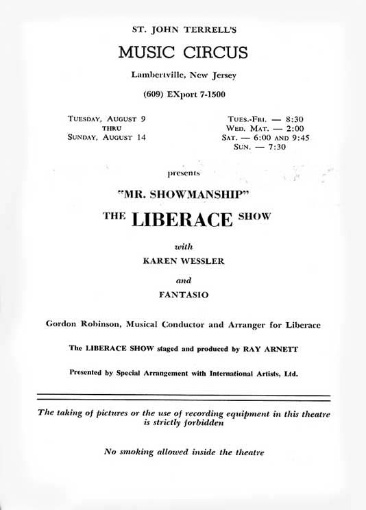 'Liberace' 1966 playbill, page 2