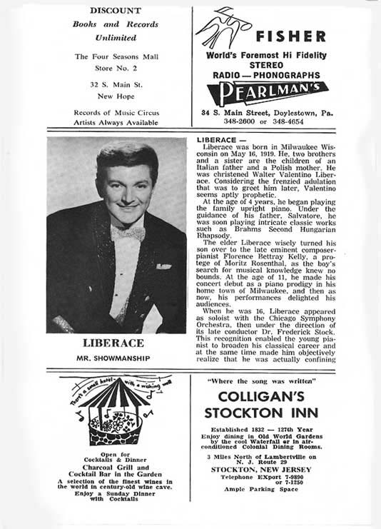 'Liberace' 1966 playbill, page 4