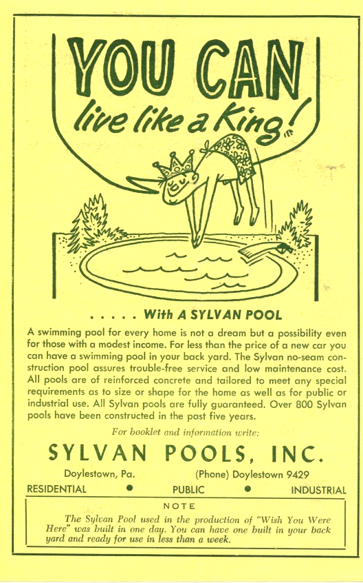 Sylvan Pools Advertisement Playbill Insert