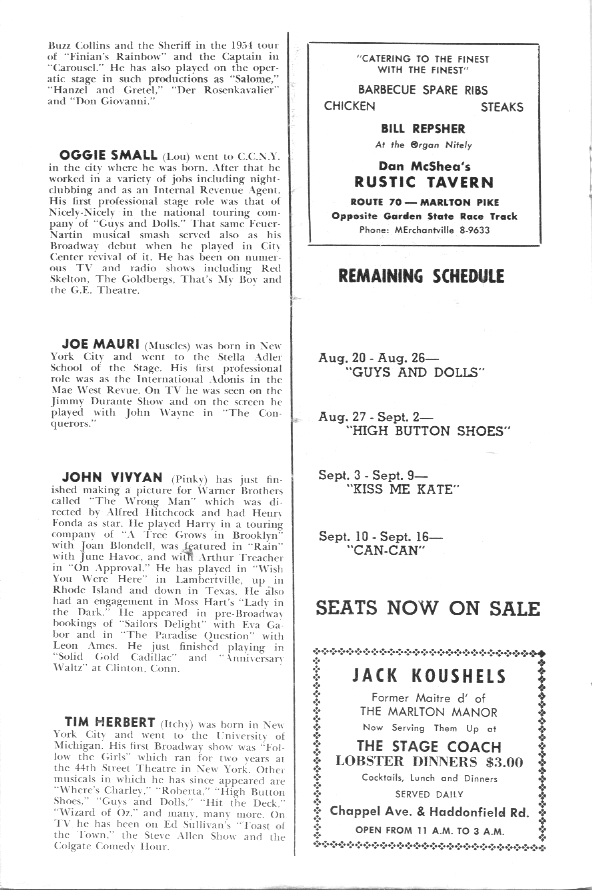 'Wish You Were Here' 1956 playbill, page 13