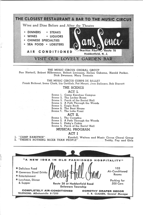 'Wish You Were Here' 1956 playbill, page 6
