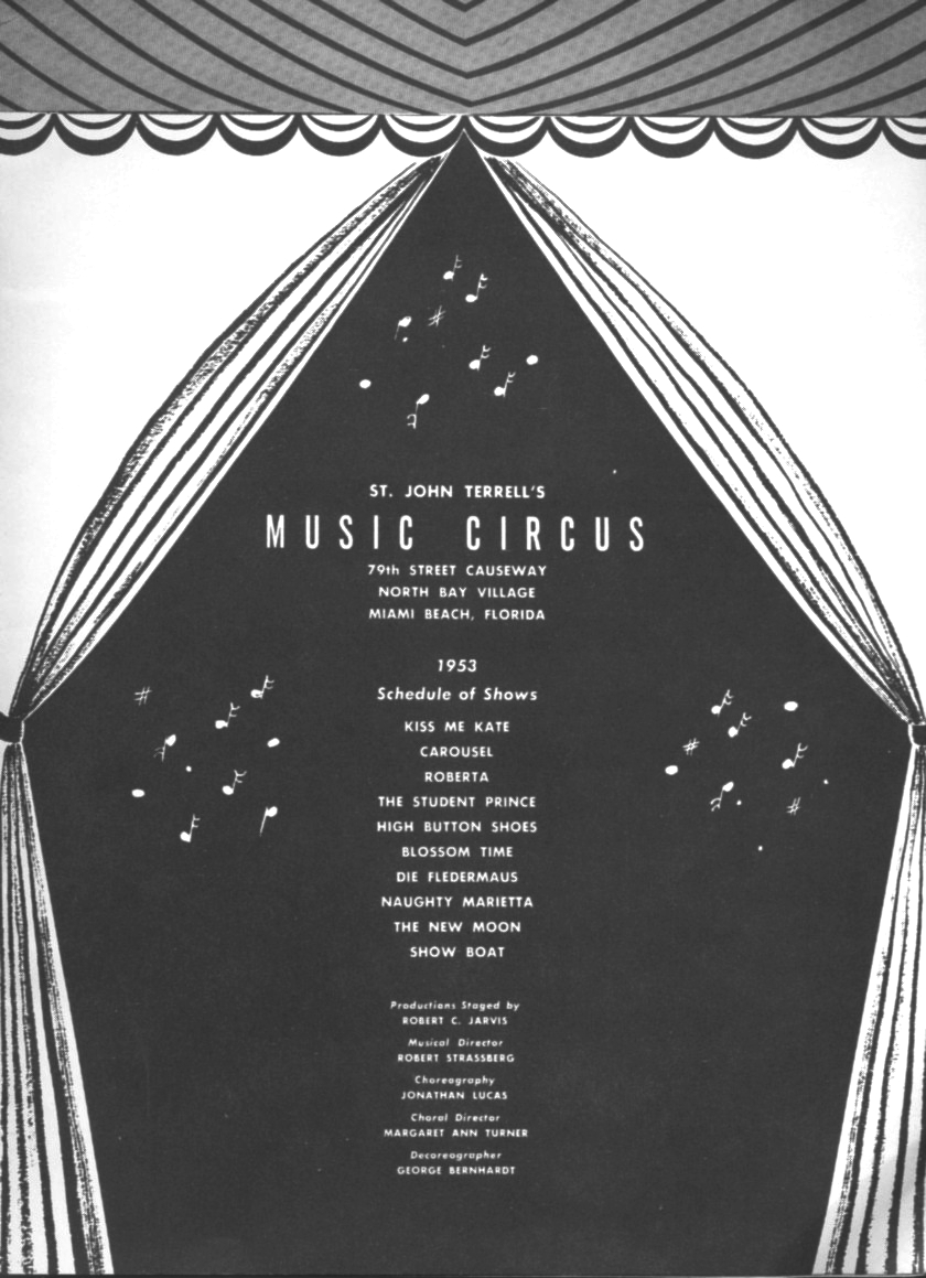 1955 Miami Music Circus Season Souvenir Program, page 1