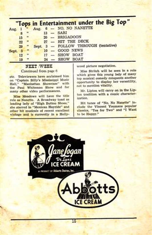 'Anything Goes' 1950 playbill, page 15