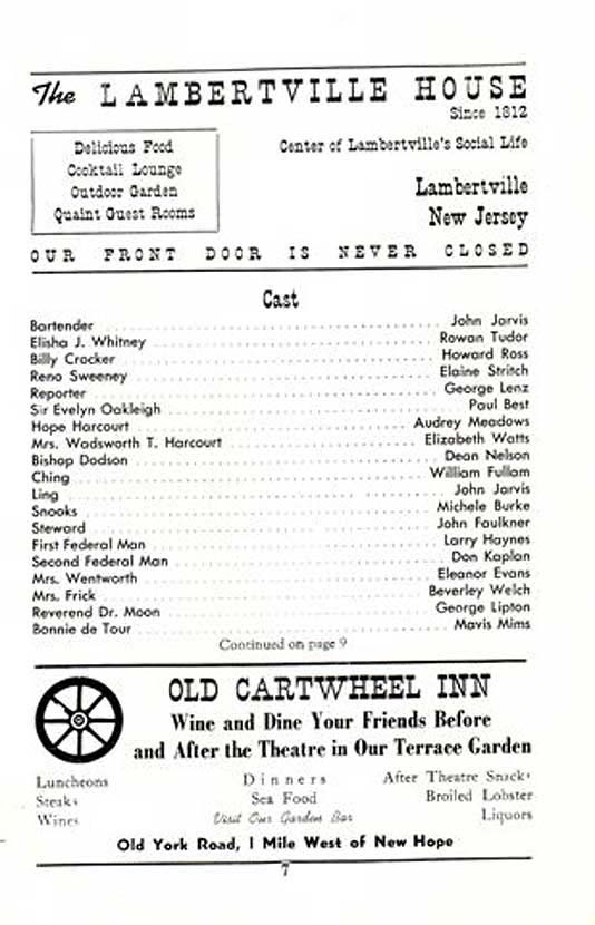 'Anything Goes' 1950 playbill, page 7