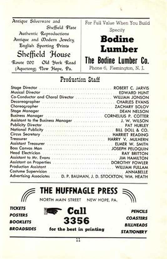 'Bloomer Girl' 1950 playbill, page 11