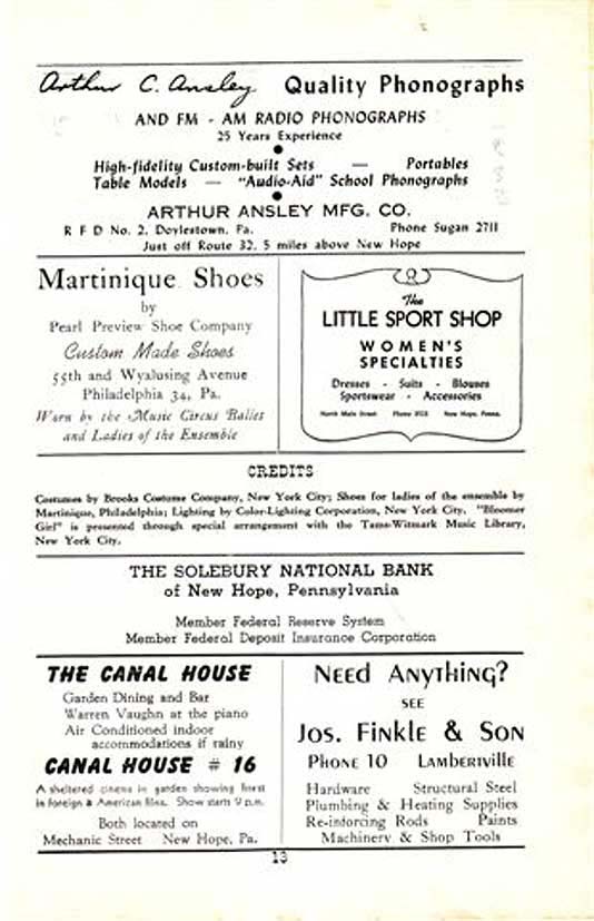 'Bloomer Girl' 1950 playbill, page 13