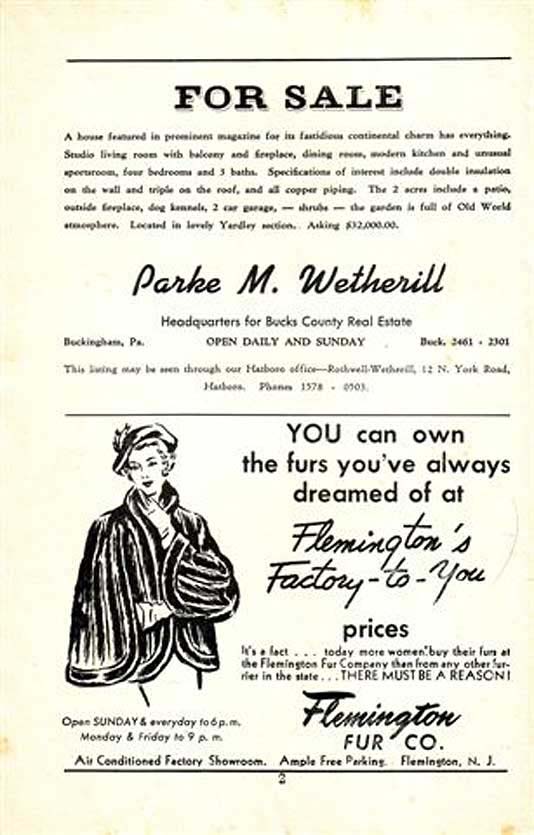 'Bloomer Girl' 1950 playbill, page 2