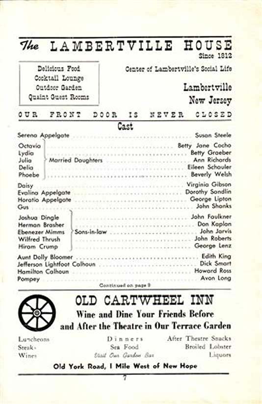 'Bloomer Girl' 1950 playbill, page 7