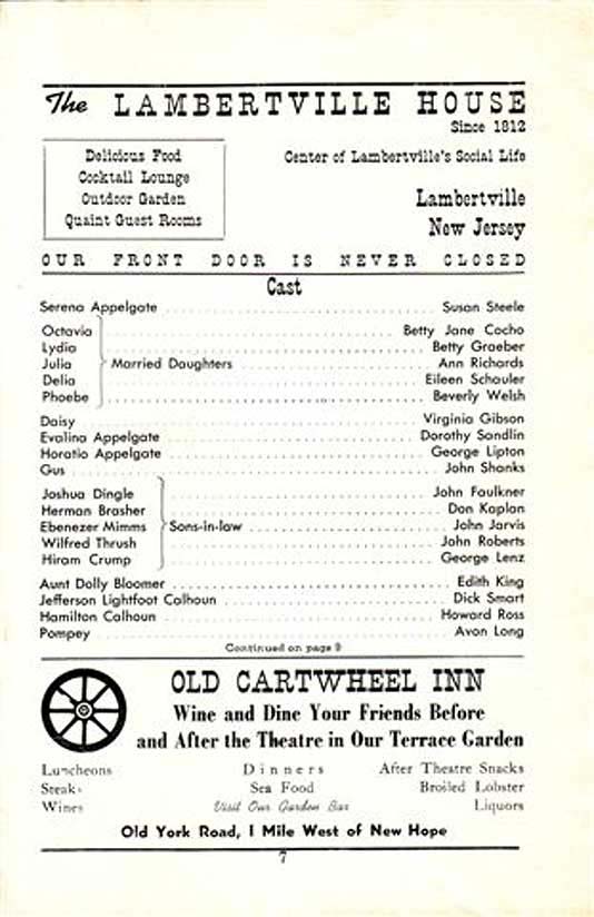 'Bloomer Girl' 1950 playbill, page 7