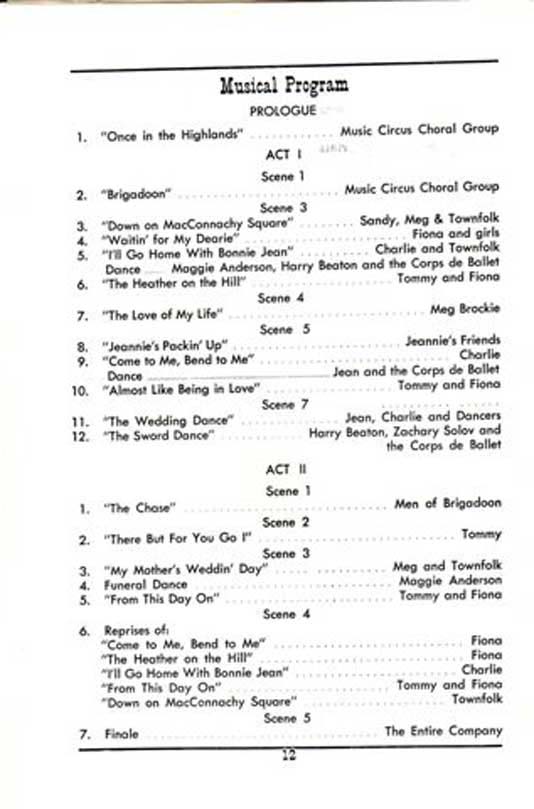 'Brigadoon' 1950 playbill, page12 
