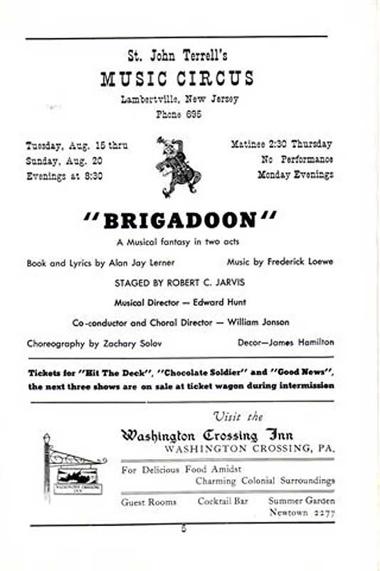 'Brigadoon' 1950 playbill, page 5