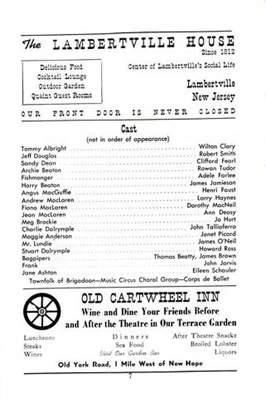 'Brigadoon' 1950 playbill, page 7