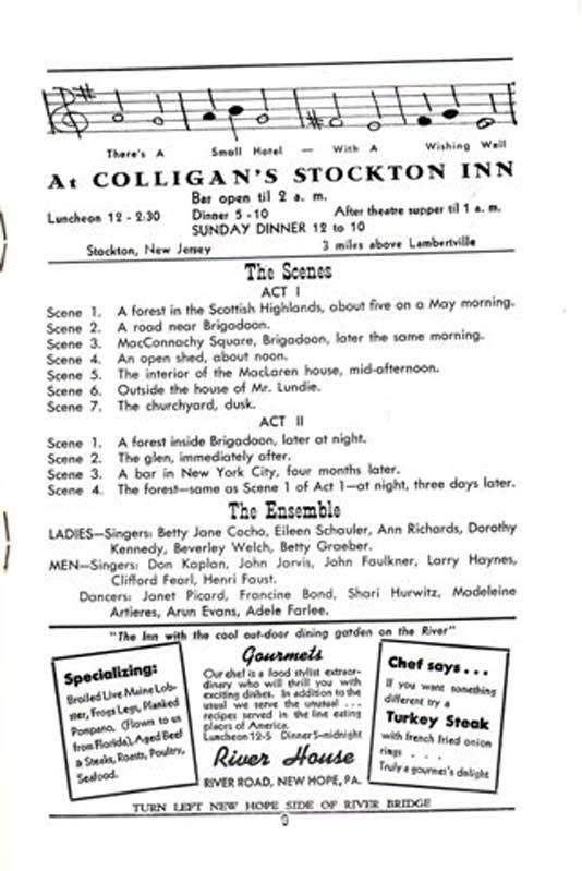 'Brigadoon' 1950 playbill, page 9