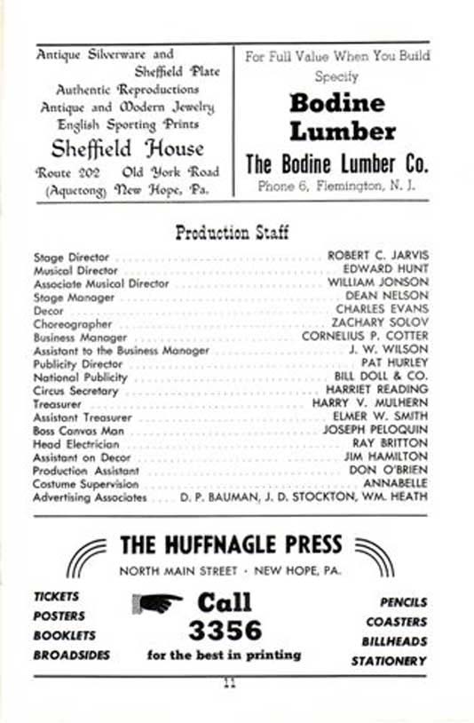 'The Cat and the Fiddle' 1950 playbill, page 11
