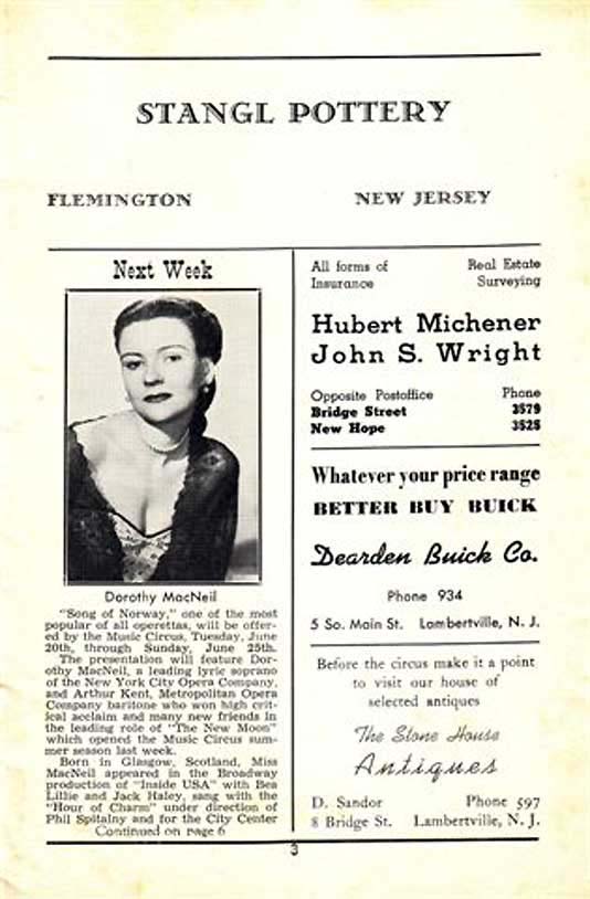 'The Cat and the Fiddle' 1950 playbill, page 3