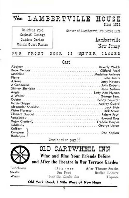 'The Cat and the Fiddle' 1950 playbill, page 7