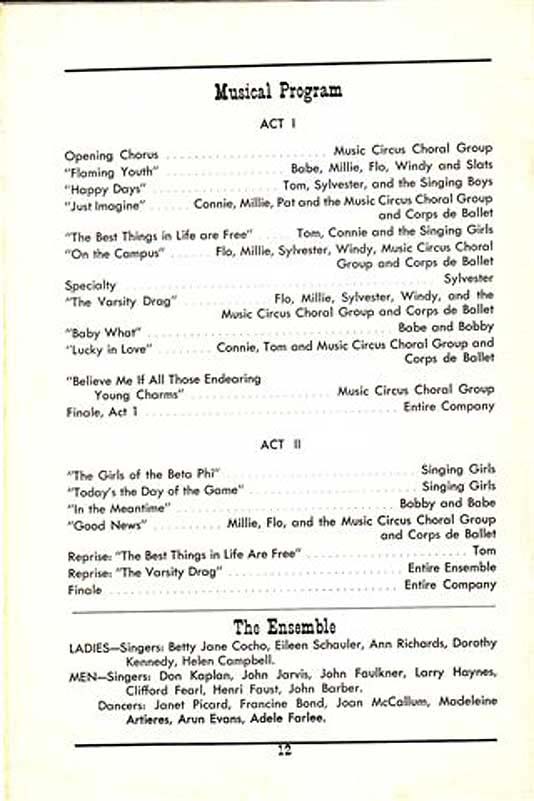 'Good News' 1950 playbill, page12 