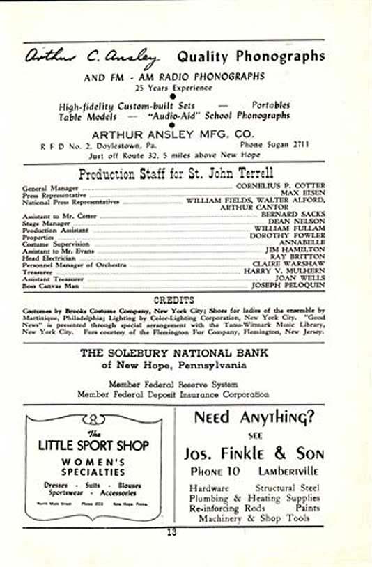 'Good News' 1950 playbill, page 13