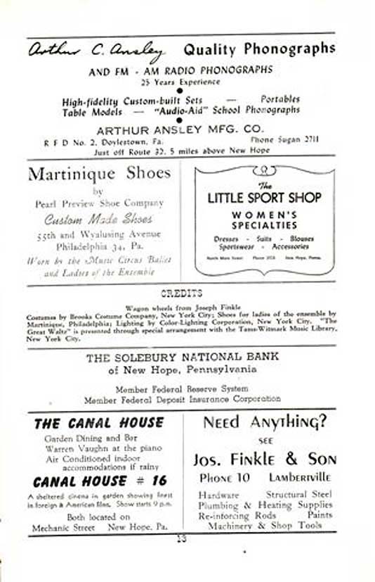 'The Great Waltz' 1950 playbill, page 13