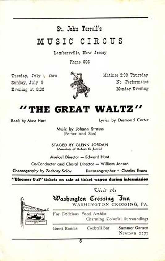 'The Great Waltz' 1950 playbill, page 5