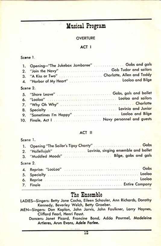 'Hit the Deck' 1950 playbill, page12 