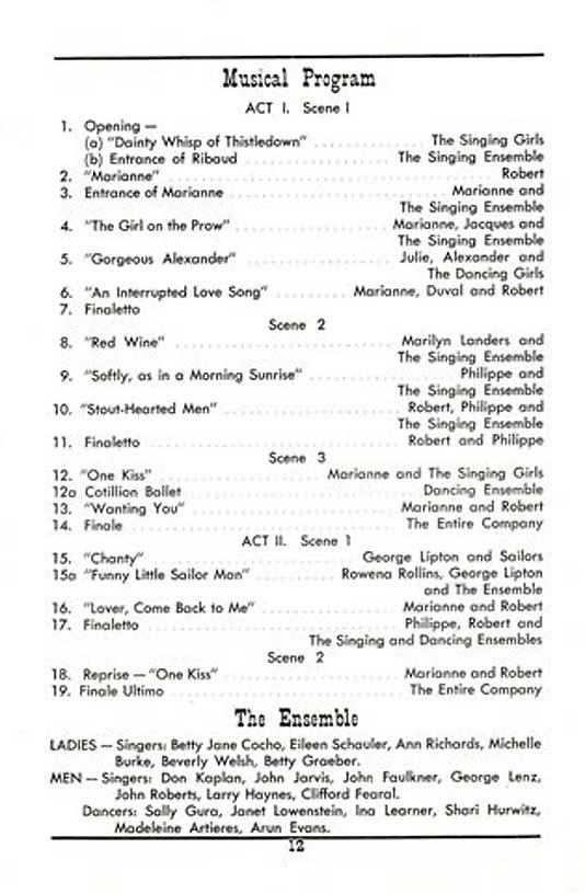 'The New Moon' 1950 playbill, page12 