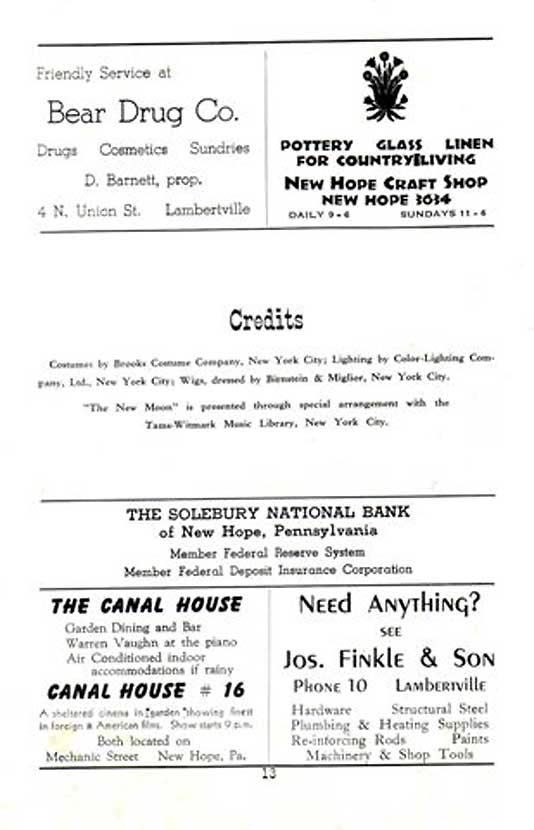 'The New Moon' 1950 playbill, page 13