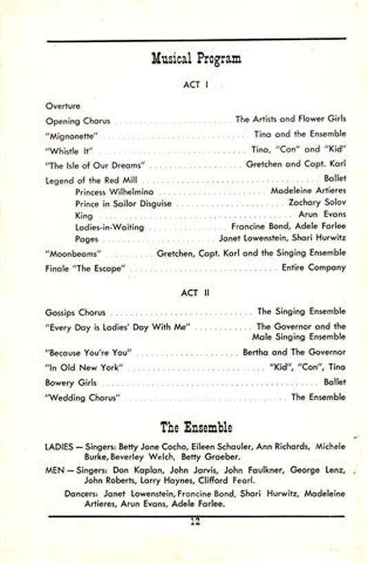 'The Red Mill' 1950 playbill, page12 