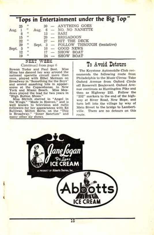 'The Red Mill' 1950 playbill, page 15