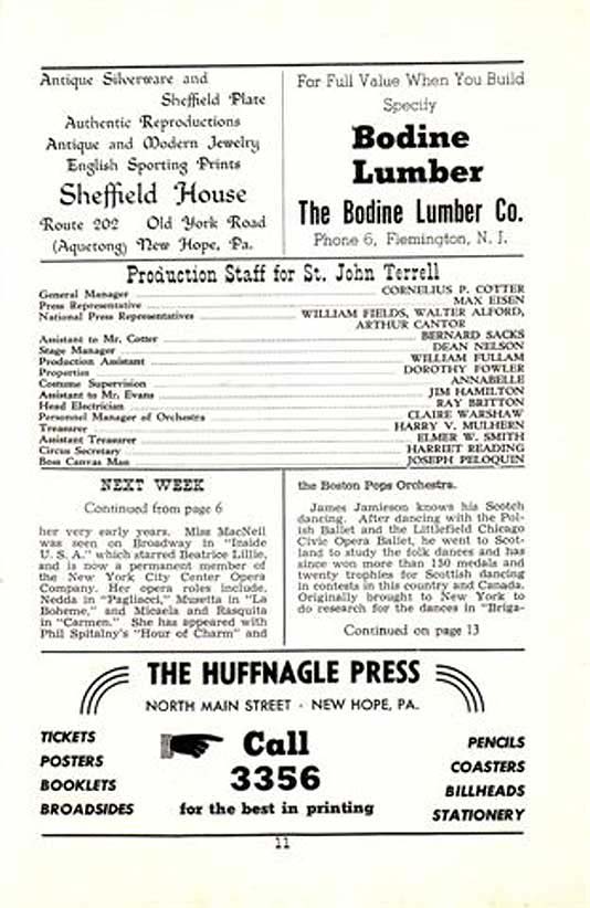 'Sari' 1950 playbill, page 11