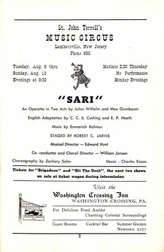 'Sari' 1950 playbill, page 5