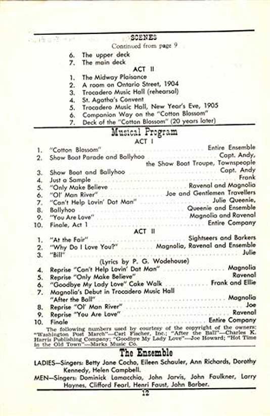 'Show Boat' 1950 playbill, page12 