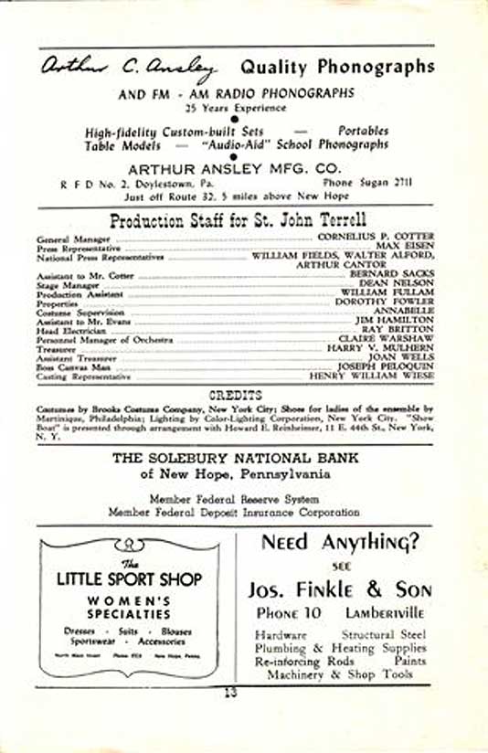 'Show Boat' 1950 playbill, page 13