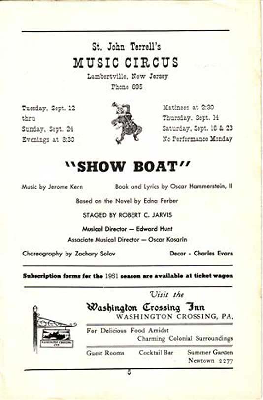 'Show Boat' 1950 playbill, page 5