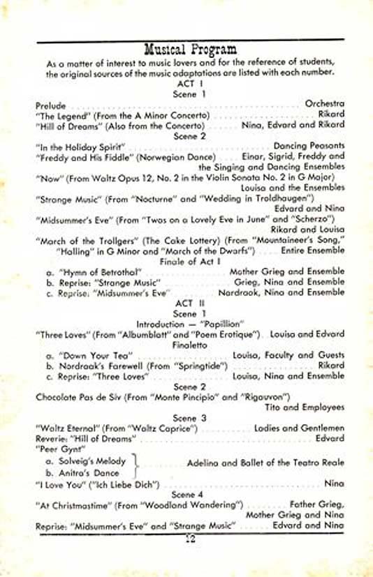 'Song of Norway' 1950 playbill, page12 