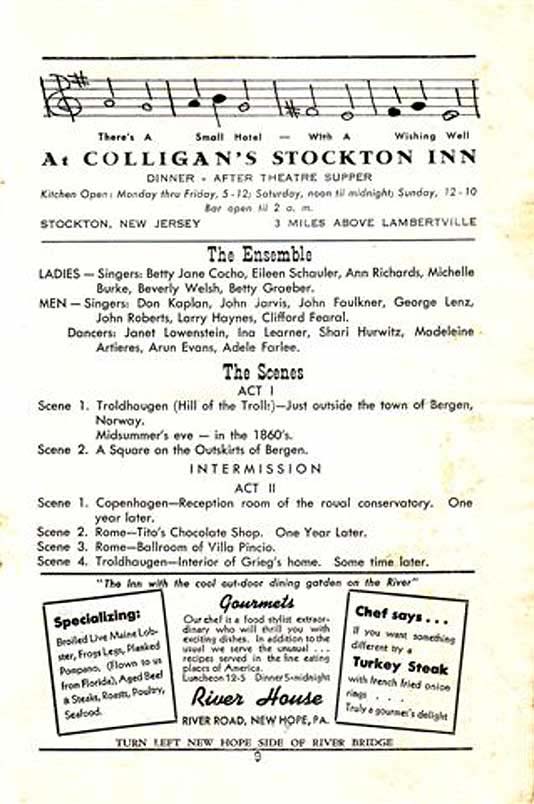 'Song of Norway' 1950 playbill, page 9