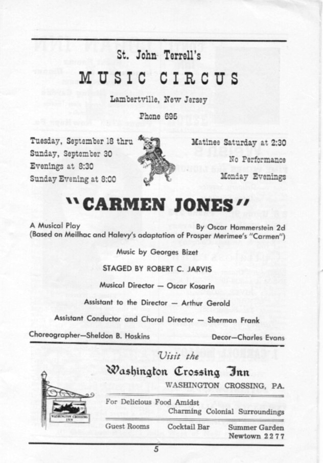 'Carmen Jones' 1951 playbill, page 4