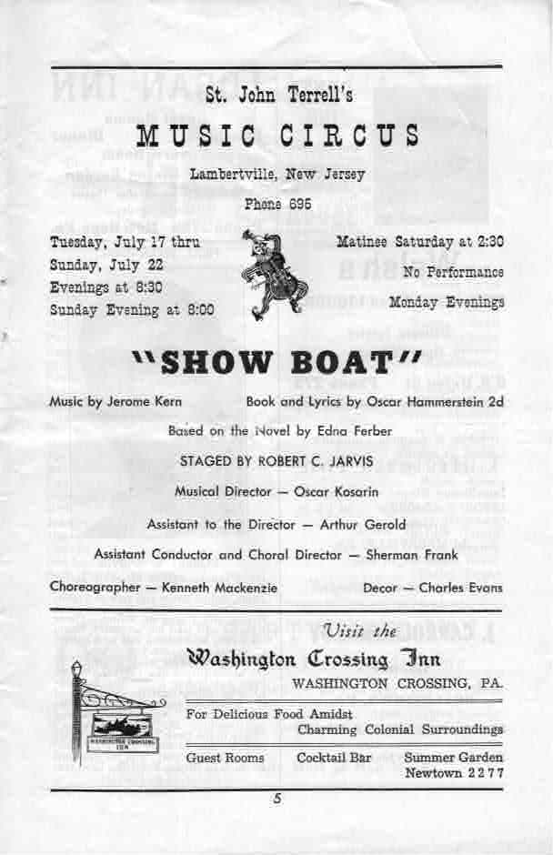 'Show Boat' 1951 playbill, page 4
