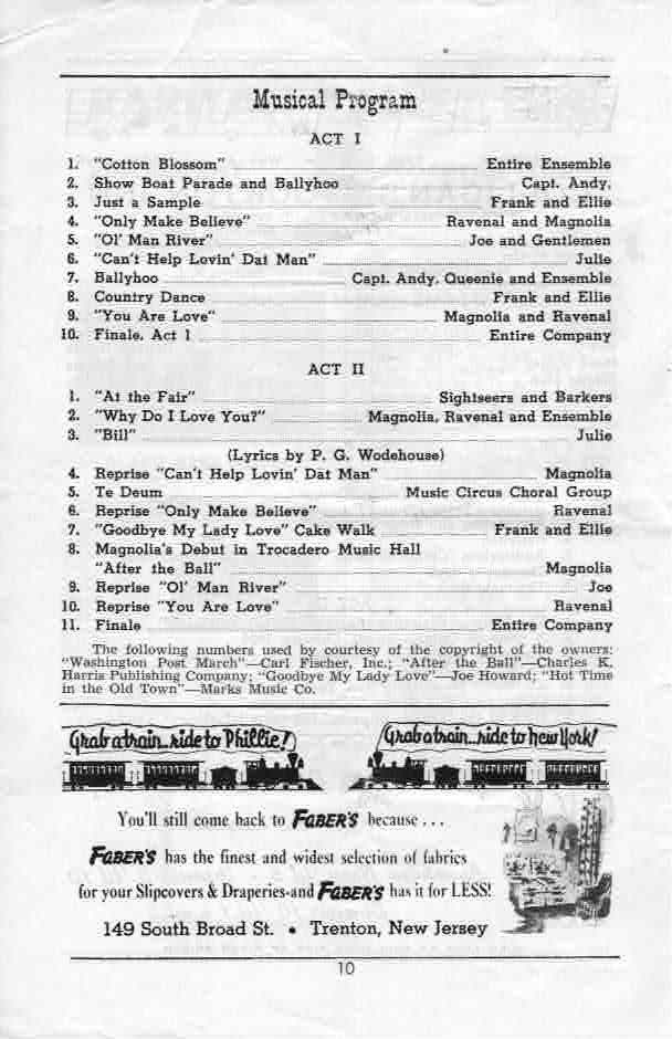'Show Boat' 1951 playbill, page 9