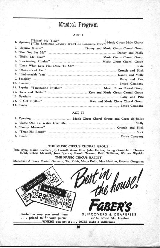 'Girl Crazy' 1952 playbill, page 10