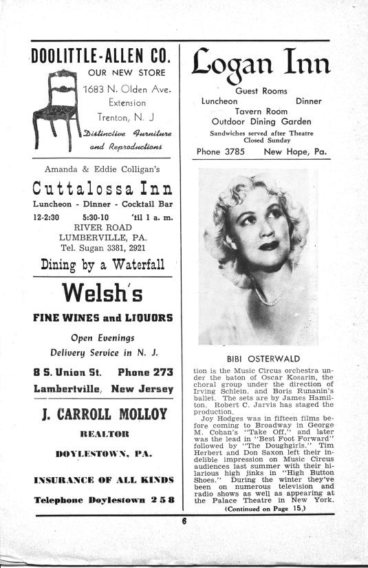 'Girl Crazy' 1952 playbill, page 6