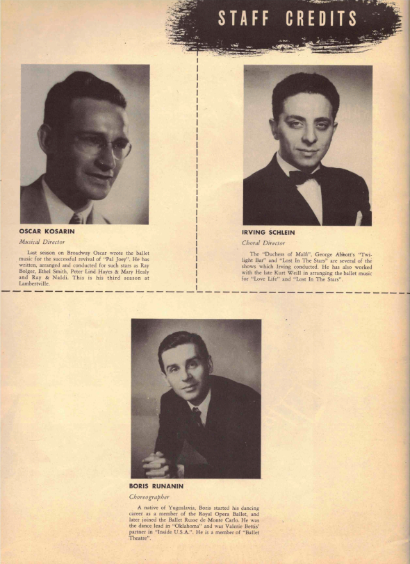 1952 Music Circus Season Souvenir Program, page 16