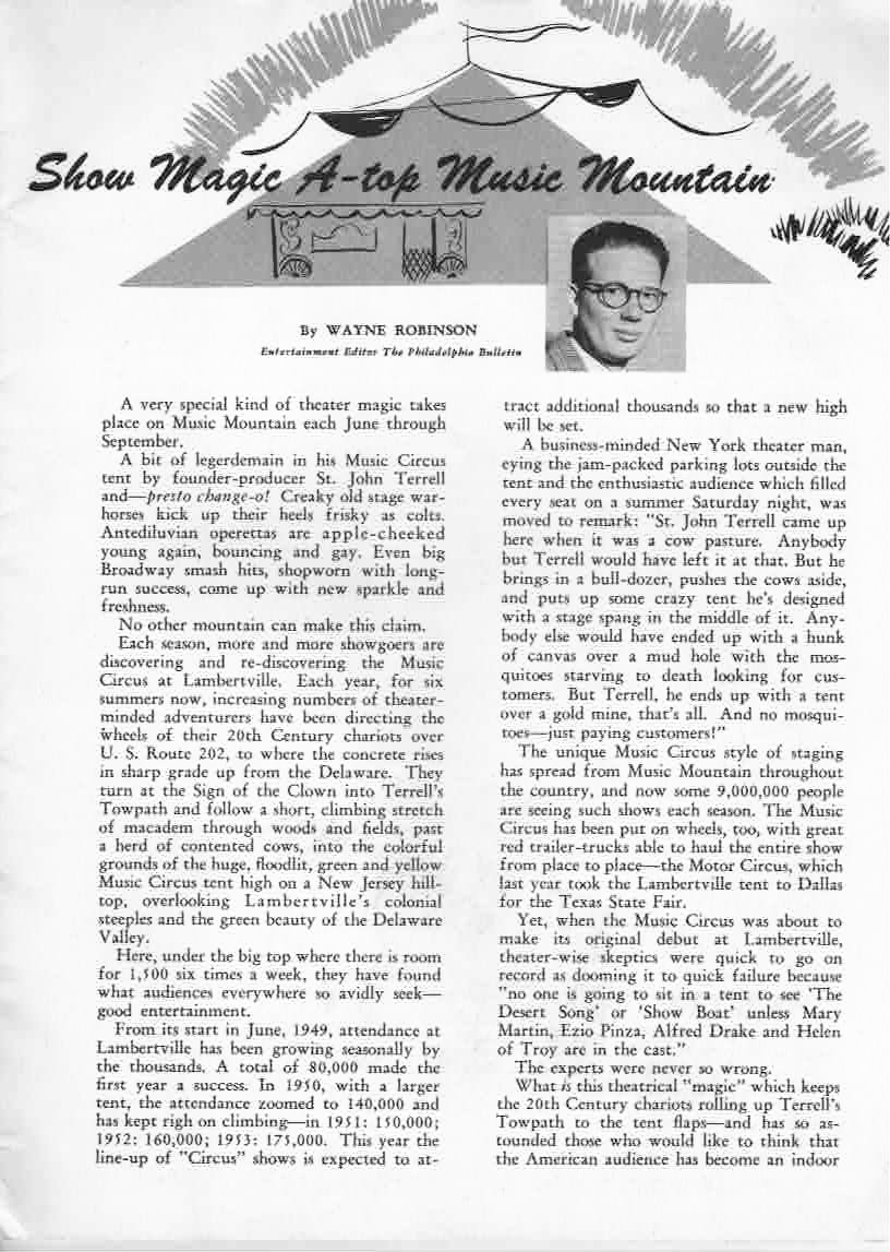 1954 Music Circus Season Souvenir Program, page 5
