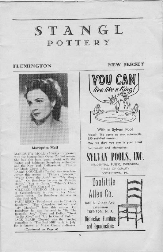 'Countess Maritza' 1954 playbill, page 3