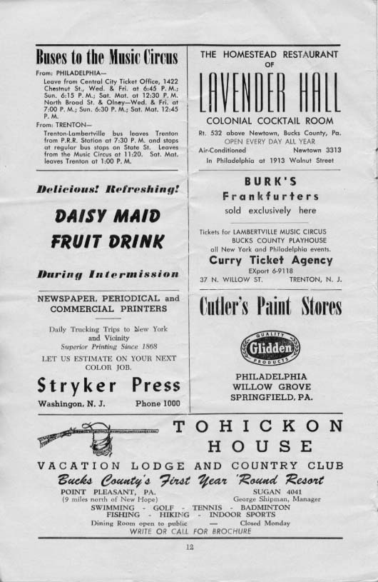 'Finian's Rainbow' 1954 playbill, page12 