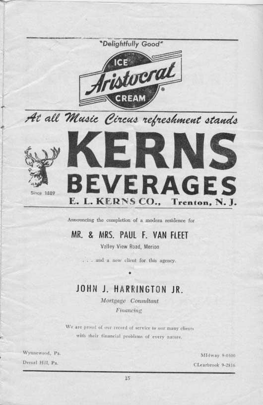 'Finian's Rainbow' 1954 playbill, page 15