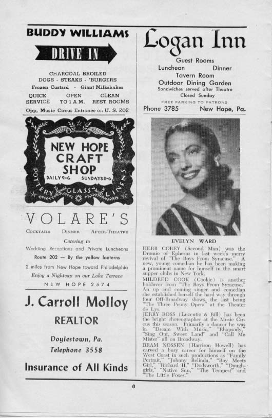 'Kiss Me, Kate' 1954 playbill, page 6