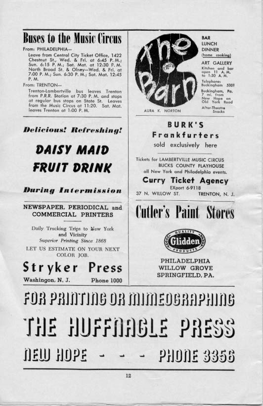 'Wish You Were Here' 1954 playbill, page12 